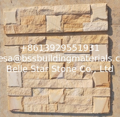 Yellow Sandstone Culture Stone,China Sandstone Ledger Panels,Real Stone Cladding,Sandstone Veneer,Yellow Stone Panels