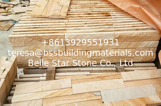 Yellow Sandstone Ledger Panels,China Sandstone Veneer,Yellow Stacked Stone,Real Stone Cladding,Culture Stone