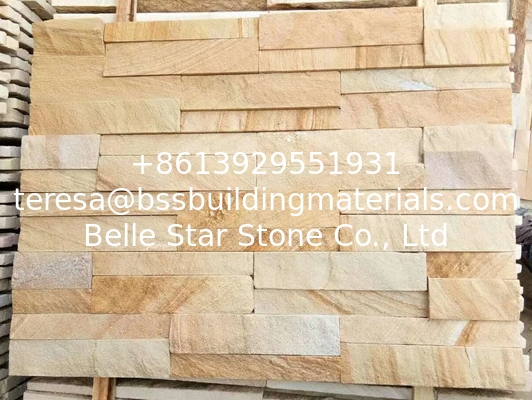 Yellow Sandstone Ledger Panels,China Sandstone Veneer,Yellow Stacked Stone,Real Stone Cladding,Culture Stone