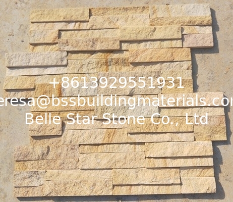 Yellow Sandstone Ledger Panels,China Sandstone Veneer,Yellow Stacked Stone,Real Stone Cladding,Culture Stone