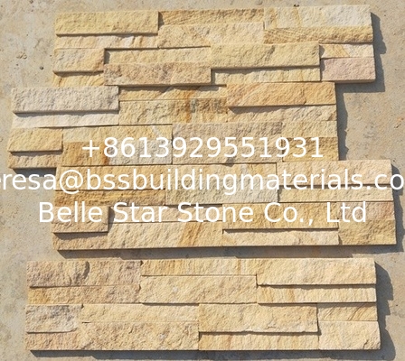 Yellow Sandstone Ledger Panels,China Sandstone Veneer,Yellow Stacked Stone,Real Stone Cladding,Culture Stone