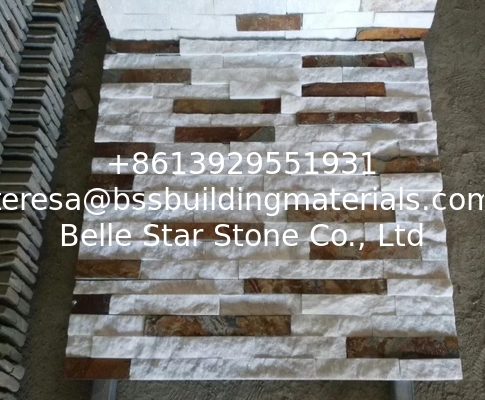 Multicolor Stone Panels,Slate/Quartzite Mixed Colors Stacked Stone,Natural Culture Stone,Thin Stone Veneer,Ledgestone