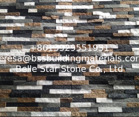 Multicolor Stone Panels,Slate/Quartzite Mixed Colors Stacked Stone,Natural Culture Stone,Thin Stone Veneer,Ledgestone