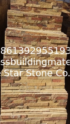 Rust Yellow Slate Culture Stone,Split Face Slate Stone Cladding,Riven Slate Stacked Stone,Thin Stone Veneer,Ledger Panel