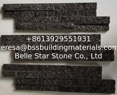 China Black Galaxy Granite Zclad Stacked Stone,Granite Culture Stone,Black Galaxy Stone Cladding,Thin Stone Veneer