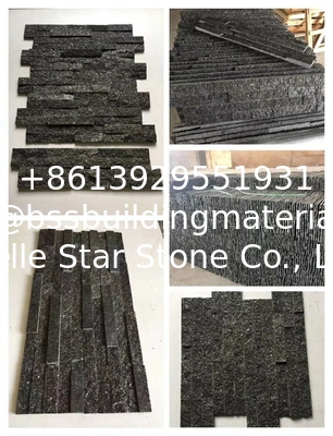 China Black Galaxy Culture Stone,Black Galaxy Granite Stone Cladding,Natural 3D Stacked Stone,Stone Wall Panels