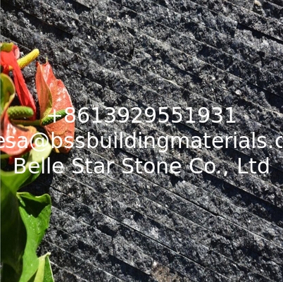 China Black Galaxy Mini Stacked Stone,Black Galaxy Granite Waterfall Shape Ledgestone,Real Stone Veneer,Stone Wall Panel