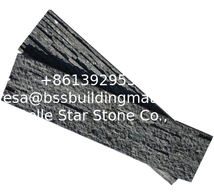 China Black Galaxy Mini Stacked Stone,Black Galaxy Granite Waterfall Shape Ledgestone,Real Stone Veneer,Stone Wall Panel