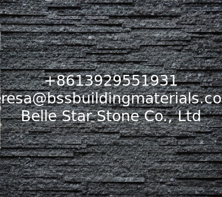 China Black Galaxy Mini Stacked Stone,Black Galaxy Granite Waterfall Shape Ledgestone,Real Stone Veneer,Stone Wall Panel