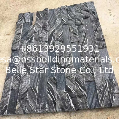 Black Wooden Grain Marble Culture Stone,Black Forest Stone Cladding,Natural Zclad Stone Panels,Marble Stacked Stone