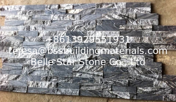 Black Wooden Grain Marble Culture Stone,Black Forest Stone Cladding,Natural Zclad Stone Panels,Marble Stacked Stone