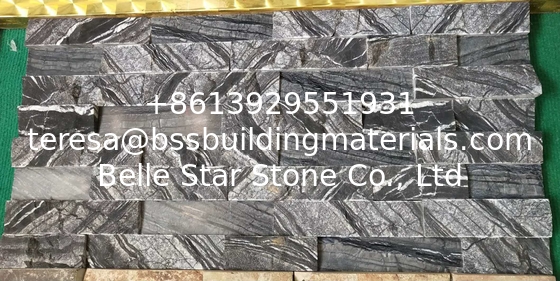 Black Wooden Grain Marble Culture Stone,Black Forest Stone Cladding,Natural Zclad Stone Panels,Marble Stacked Stone