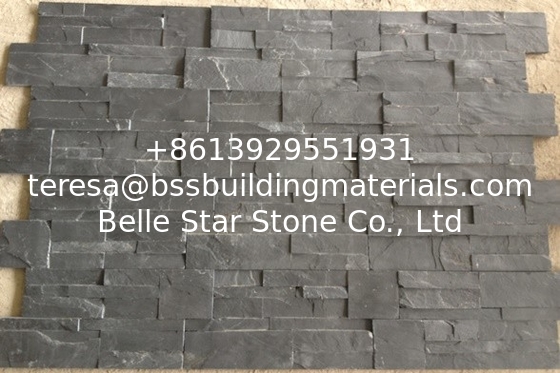 Chinese Black Slate Sclad Stone Panels,Split Face Slate Stone Cladding,Thin Stone Veneer,Riven Slate Stacked Stone