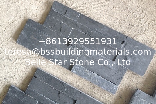 Chinese Black Slate Sclad Stone Panels,Split Face Slate Stone Cladding,Thin Stone Veneer,Riven Slate Stacked Stone