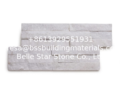 Snow White Quartzite Sclad Stone Panels,Super White Stacked Stone,White 18x35cm Stone Veneer,Real Stone Cladding
