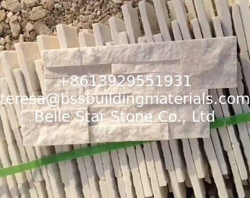 Snow White Quartzite Sclad Stone Panels,Super White Stacked Stone,White 18x35cm Stone Veneer,Real Stone Cladding