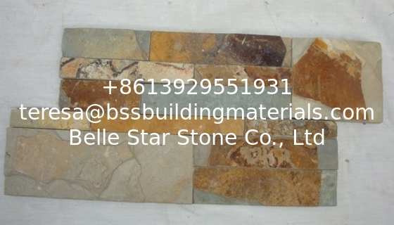 China Multicolor Slate Sclad Stone Panels,Rusty Riven Slate Stacked Stone,Split Face Slate Stone Cladding,Stone Veneer