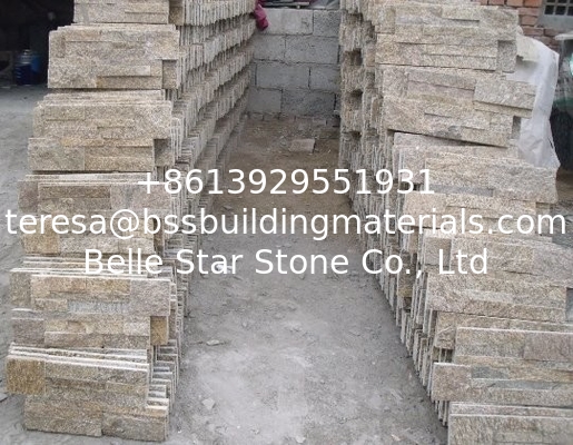 Yellow Granite Sclad Ledger Panels,Sesame Yellow Stacked Stone,Tiger Skin Yellow Stone Veneer,Granite Culture Stone