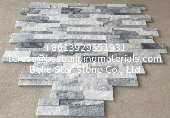 Silver Cloud Quartzite Sclad Culture Stone,Cloudy Grey Stacked Stone,18x35cm Stone Veneer,Natural Stone Cladding