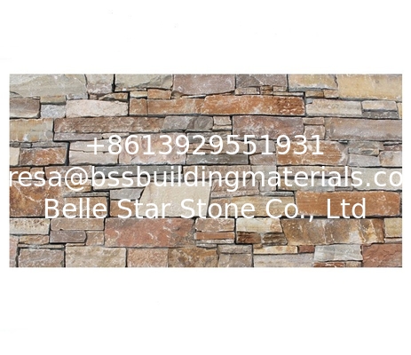 Yellow Quartzite Stacked Stone Backed Cement,Zclad Stone Panel,Natural Stone Cladding,Outdoor Wall Stone Veneer