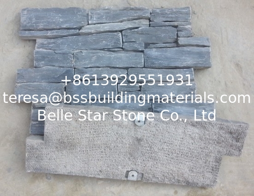 Charcoal Slate Cemented Stone Cladding,Carbon Black Zclad Stacked Stone,Black Slate Culture Stone,Natural Stone Panels