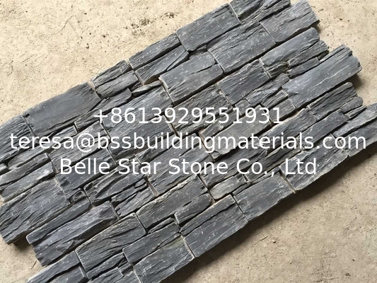 Charcoal Slate Cemented Stone Cladding,Carbon Black Zclad Stacked Stone,Black Slate Culture Stone,Natural Stone Panels