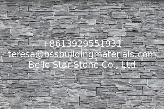 Charcoal Slate Cemented Stone Cladding,Carbon Black Zclad Stacked Stone,Black Slate Culture Stone,Natural Stone Panels