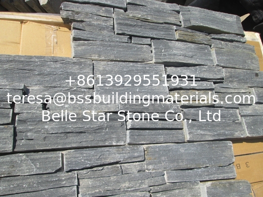 Charcoal Slate Cemented Stone Cladding,Carbon Black Zclad Stacked Stone,Black Slate Culture Stone,Natural Stone Panels