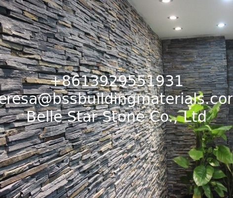 Black Mixed Rusty Slate Cemented Stacked Stone,Slim Slate Culture Stone,Natural Zclad Stone Cladding,Indoor Wall Panel
