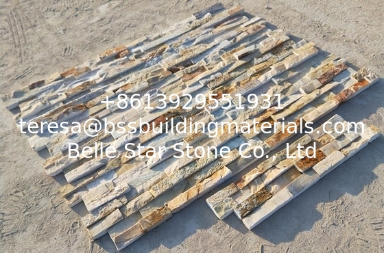 Yellow Quartzite Culture Stone,Beige Ledgestone,Desert Gold Quartzite Zclad Stacked Stone,Natural Stone Cladding