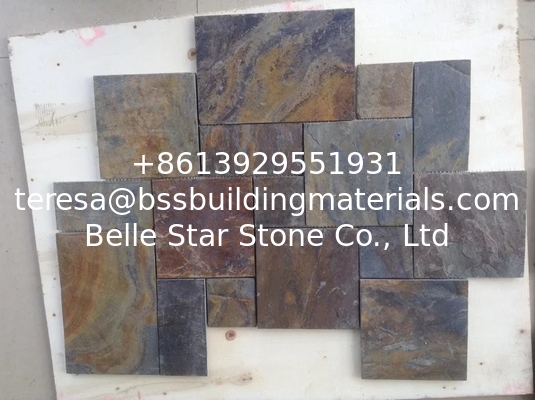 Chinese Multicolor Riven Slate Pavers,Rusty Slate Patio Stones,Rust Cleft Slate Paving Stone,Slate Walkway Patios