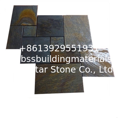 Chinese Multicolor Riven Slate Pavers,Rusty Slate Patio Stones,Rust Cleft Slate Paving Stone,Slate Walkway Patios