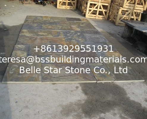 Chinese Multicolor Riven Slate Pavers,Rusty Slate Patio Stones,Rust Cleft Slate Paving Stone,Slate Walkway Patios