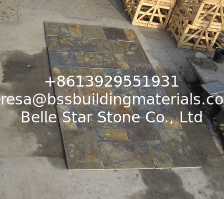Chinese Multicolor Riven Slate Pavers,Rusty Slate Patio Stones,Rust Cleft Slate Paving Stone,Slate Walkway Patios