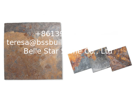 Rusty Riven Slate Pavers,Chinese Multicolor Slate Tiles,Cleft Slate Patio Stones,Split Face Rust Slate Wall Tiles