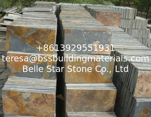 Rusty Riven Slate Pavers,Chinese Multicolor Slate Tiles,Cleft Slate Patio Stones,Split Face Rust Slate Wall Tiles
