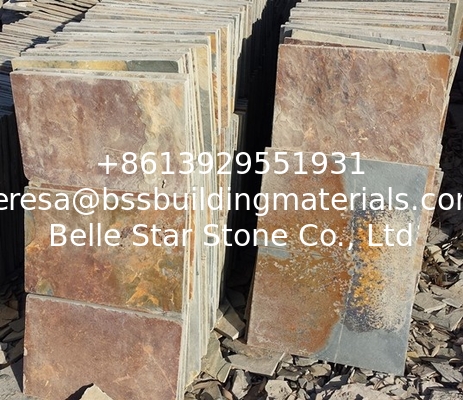 Rusty Riven Slate Pavers,Chinese Multicolor Slate Tiles,Cleft Slate Patio Stones,Split Face Rust Slate Wall Tiles