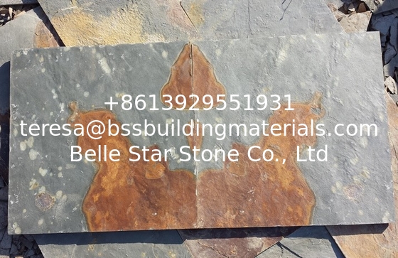 Rusty Riven Slate Pavers,Chinese Multicolor Slate Tiles,Cleft Slate Patio Stones,Split Face Rust Slate Wall Tiles