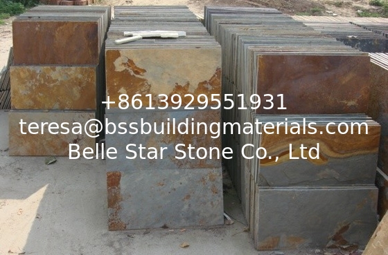 Rusty Riven Slate Pavers,Chinese Multicolor Slate Tiles,Cleft Slate Patio Stones,Split Face Rust Slate Wall Tiles