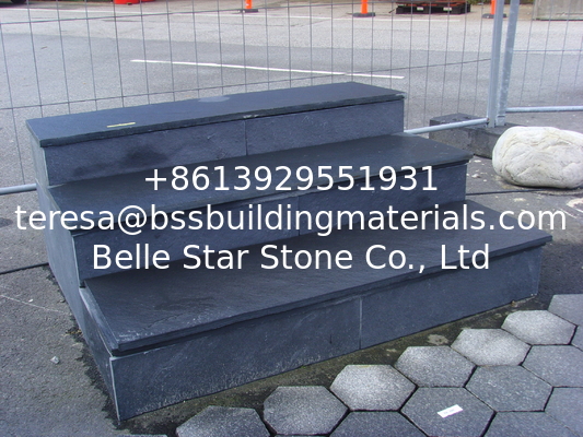 Chinese Black Slate Stairs,Split Face Slate Steps,Dark Grey Slate Stairs &amp; Risers,Natural Slate Stone Steps