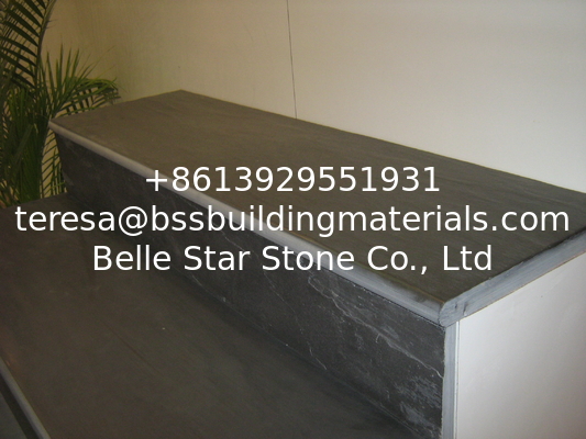 Chinese Black Slate Stairs,Honed Face Slate Steps,Dark Grey Slate Stairs &amp; Risers,Natural Slate Stone Steps