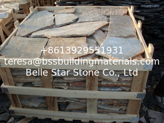 Oyster Quartzite Random Flagstone,Yellow Crazy Stone,Irregular Random Stone, Patio Flagstone