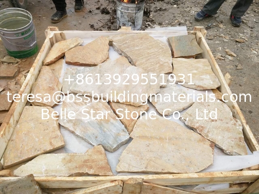 Oyster Quartzite Random Flagstone,Yellow Crazy Stone,Irregular Random Stone, Patio Flagstone