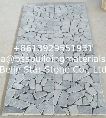 Blue Limestone Gravels on Net,Meshed Flagstone,Grey Walkway,Flagstone Pavers,Wall Tiles