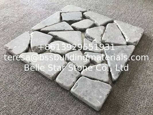 Blue Limestone Gravels on Net,Meshed Flagstone,Grey Walkway,Flagstone Pavers,Wall Tiles