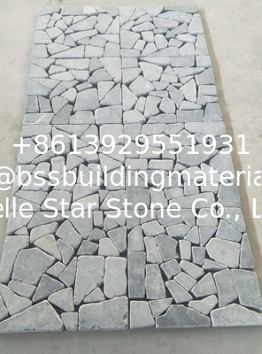 Blue Limestone Gravels on Net,Meshed Flagstone,Grey Walkway,Flagstone Pavers,Wall Tiles