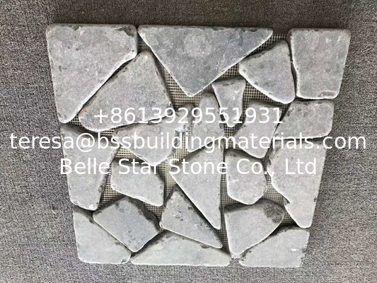 Blue Limestone Gravels on Net,Meshed Flagstone,Grey Walkway,Flagstone Pavers,Wall Tiles