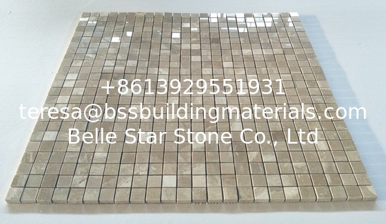 Chinese Travertine Mosaic,Polished Stone Mosaic Tiles,Wall Mosaic Stone,Coffee Travertine Mosaic