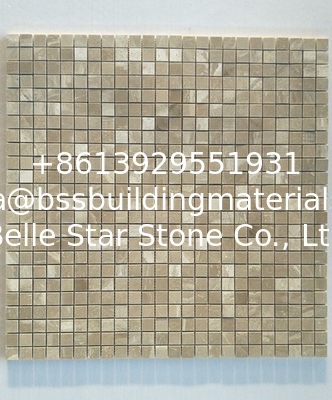 Chinese Travertine Mosaic,Polished Stone Mosaic Tiles,Wall Mosaic Stone,Coffee Travertine Mosaic