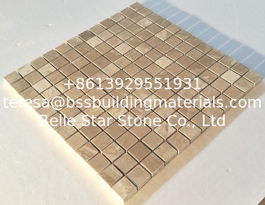 Chinese Travertine Mosaic,Polished Stone Mosaic Tiles,Wall Mosaic Stone,Coffee Travertine Mosaic